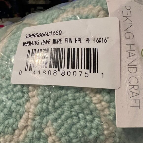 Mermaid Pillow Peking Handicraft throw Pillow Turquoise 16 x 16 - Picture 2 of 5